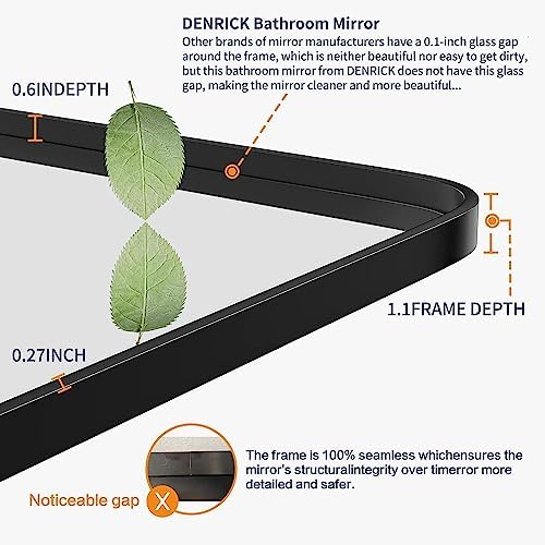 DENRICK 30x40 Black Square Mirror for Bathroom