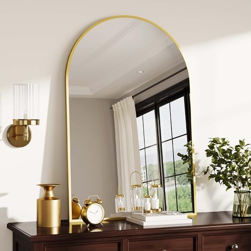 GarveeHome Arched Wall Mirror 20x30 Inch Gold Frame