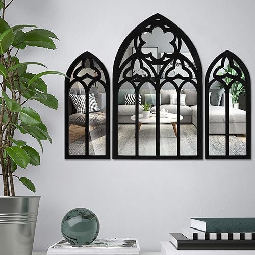 3Pcs Gothic Wall Mirror Set for Home Decor