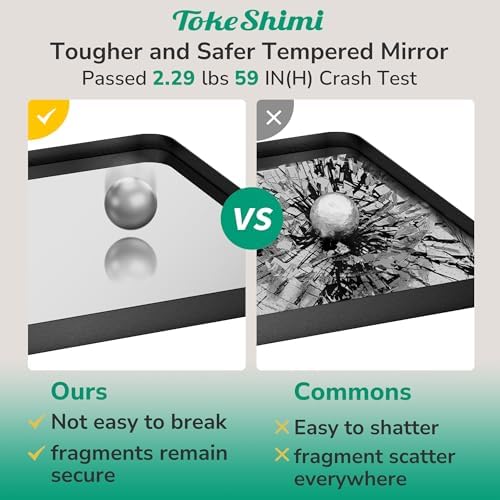 TokeShimi 24x32 Black Bathroom Mirror with Tempered Glass 1