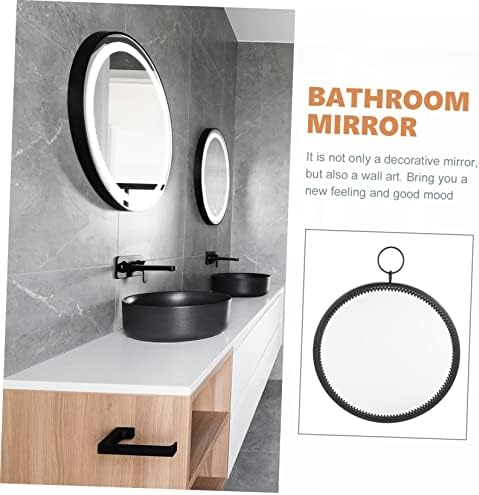 WESIEVYA Round Black Hanging Wall Mirror