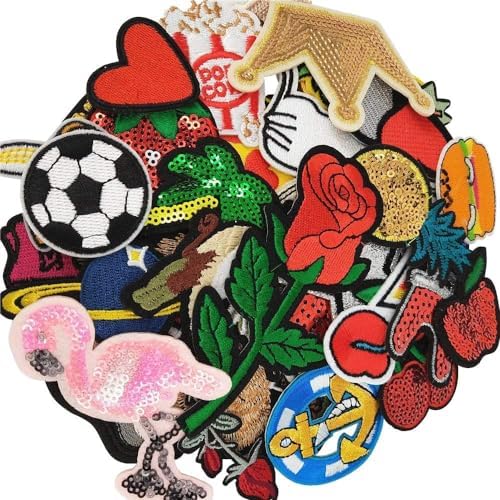 Libiline Embroidered Applique Patch DIY Set 50pcs Mixed Styles