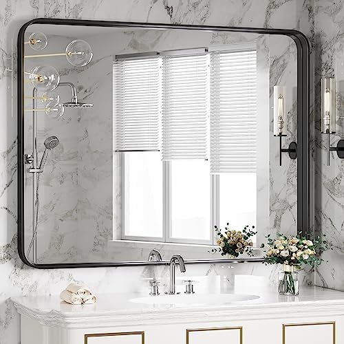 DENRICK 30x40 Black Square Mirror for Bathroom