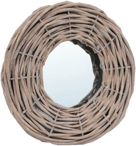 QUAHEAS Natural Rattan Mirror 59 in Diameter
