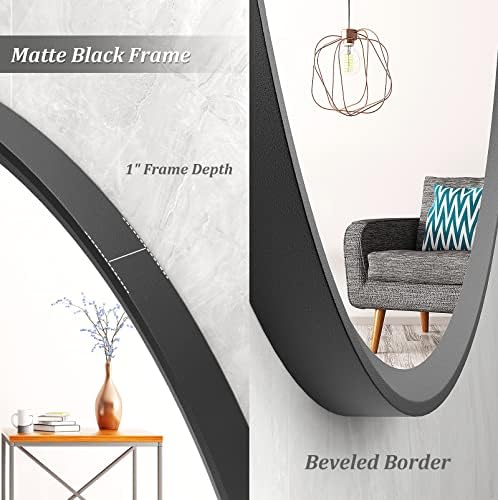 GOLOMO 20 Inch Matte Black Round Mirror with Metal Frame