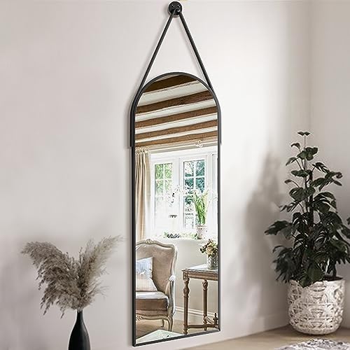 16x48 Hanging Mirror with Black Leather Strap