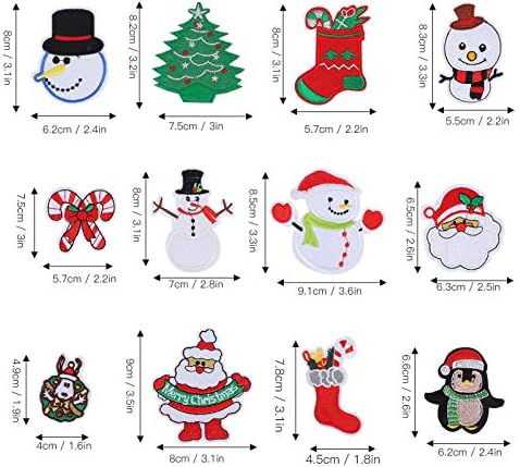 Garosa 24Pcs Christmas Embroidery Patches DIY Decor