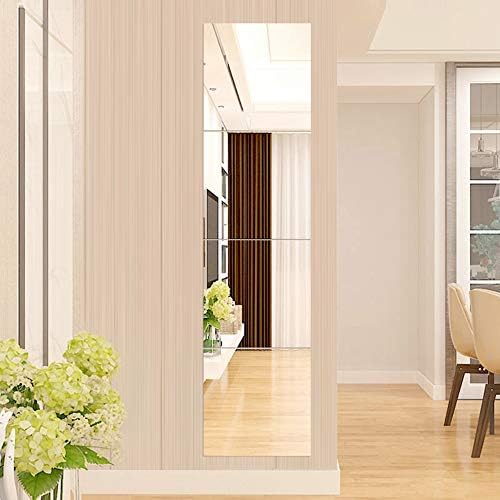 Genrics Frameless Full Length Mirror Tiles Set 12 Inch x 4 Pcs