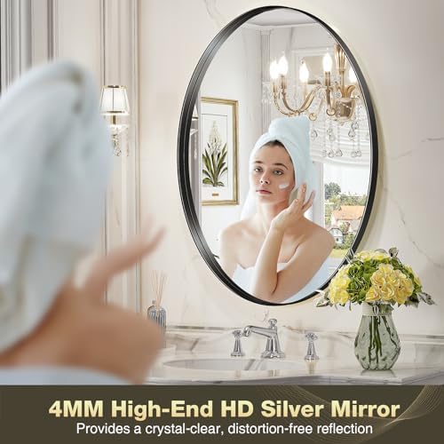 Brightify Black Oval 26x38 Inch Wall Mirror
