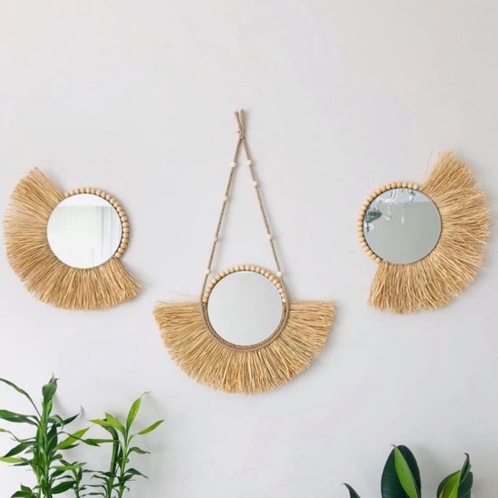Beavorty Vintage Rattan Round Wall Mirror 1