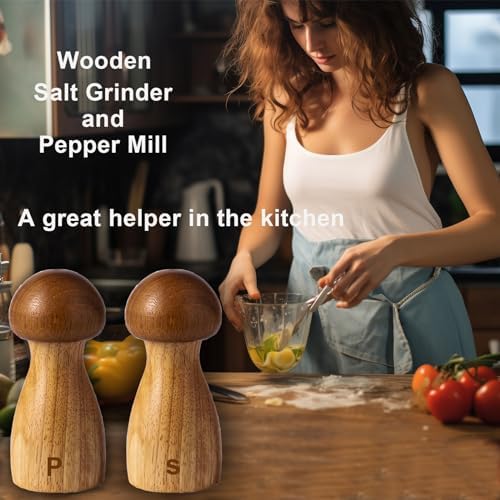 AUDAMI Wooden Salt Pepper Grinder Set 2 Pack