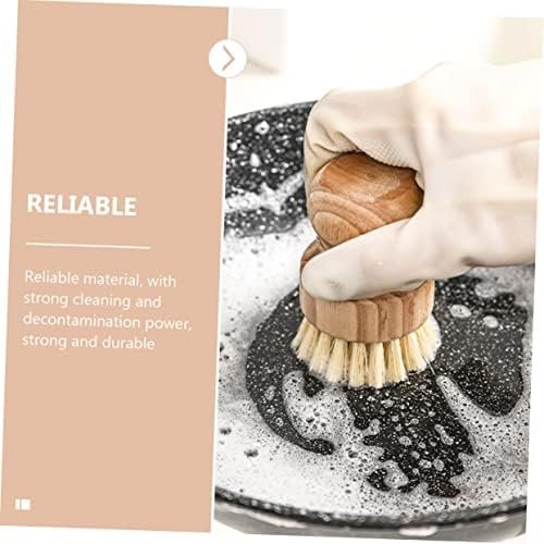 Yardenfun 2pcs Bamboo Handle Dish Scrubber