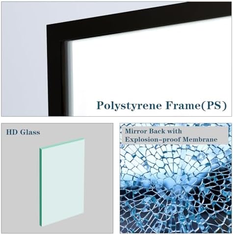 Black Large Bathroom Wall Mirror Set of 2