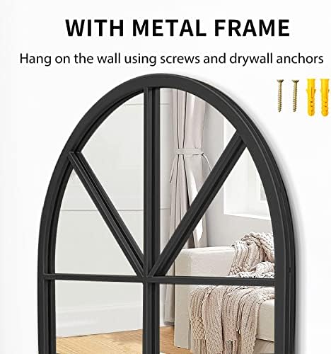 ZMYCZ Wall Mounted Mirror Arched Bathroom Mirror Black 38x24 Inches