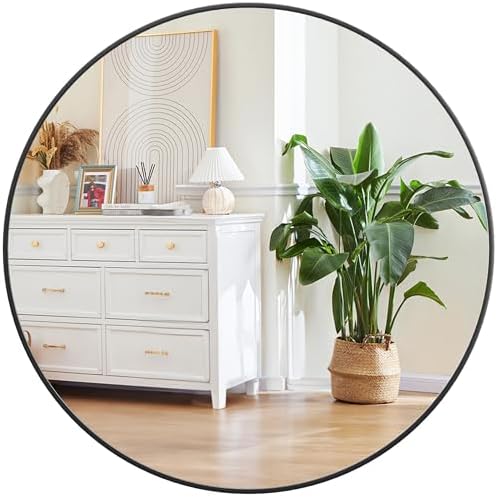 IDEALHOUSE 24 Inch Black Round Wall Mirror 1