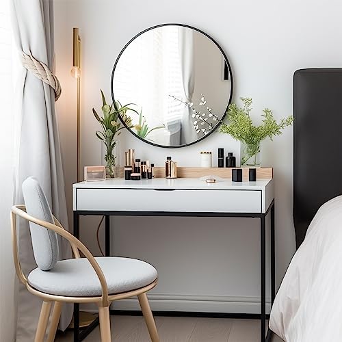 G-LEAF 30 Inch Black Round Bathroom Mirror