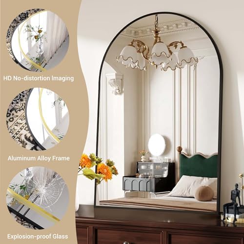 GAOMON 30x40 Modern Black Arched Wall Mirror