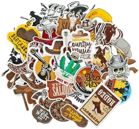 30 Piece Western Embroidered Iron On Patch Set for Hats Clothes DIY