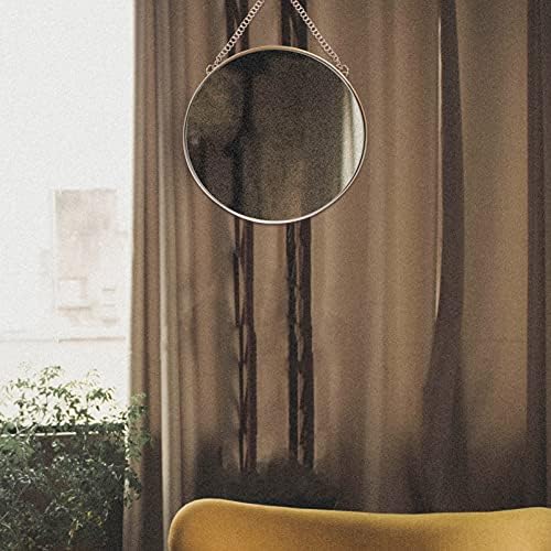 Veemoon Wall Hanging Round Mirror 10x15 Gold Frame with Chain for Home Decor