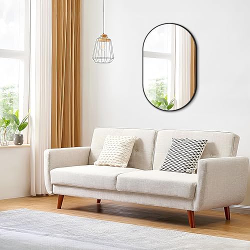 Fabuday Matte Black Oval Wall Mirror 20x33