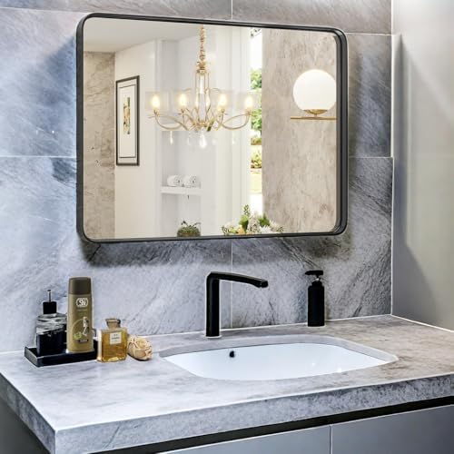 GlasFlength 40 X 30 Inch Black Farmhouse Wall Mirror