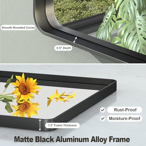 VANLIO 20x30 Inch Matte Black Framed Bathroom Mirror