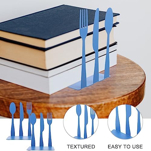 Cabilock 2pcs Metal Cookbook Bookends with Non-Slip Pads
