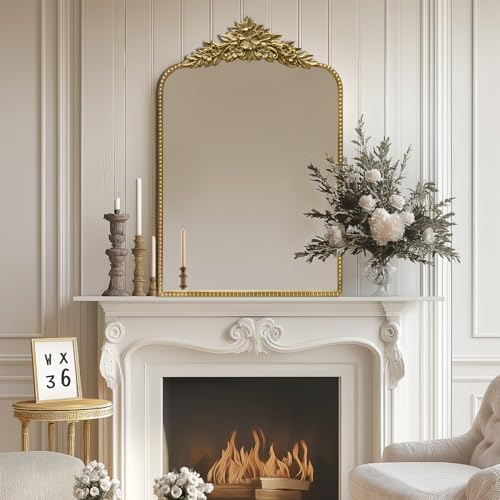 CASOLLY Antique Gold Arch Wall Mirror 24x36 Inch