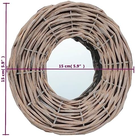 QUAHEAS Natural Rattan Mirror 59 in Diameter