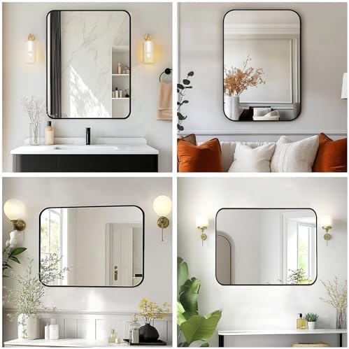 Sunniry 18x22 Inch Black Bathroom Mirror