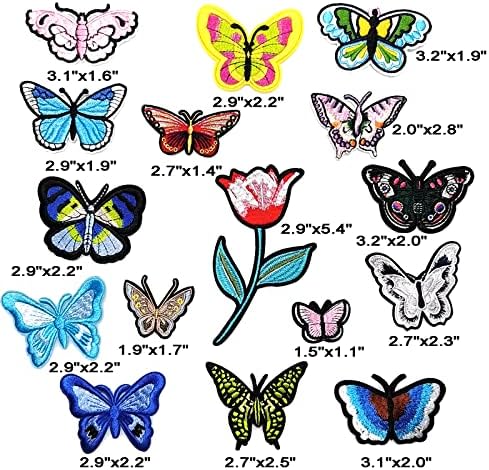 HinchJone 16 Pcs Embroidered Butterfly Applique Patches DIY Accessories for Clothes Bags Jeans