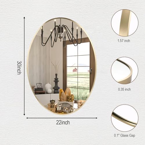 FARMER Gold Oval Mirror 22x30 Wall Decor