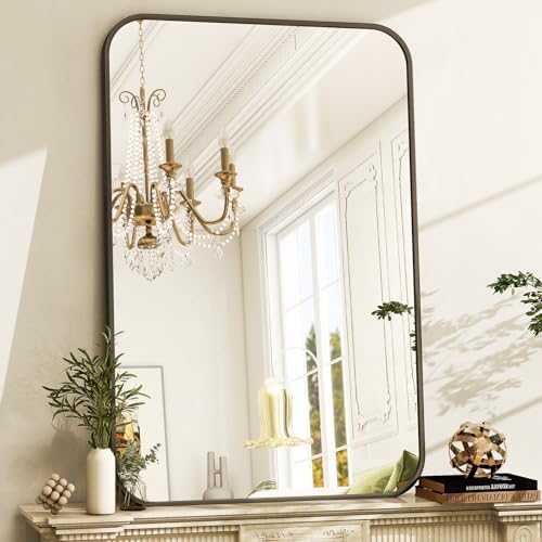 Easly 30 x 40 Inch Black Frame Bathroom Mirror