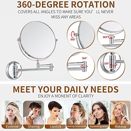 Chrome Double Sided Makeup Mirror with 5X Magnification