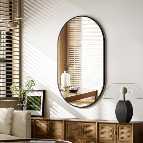 VooBang Black Oval Wall Mirror 22x38 Inch