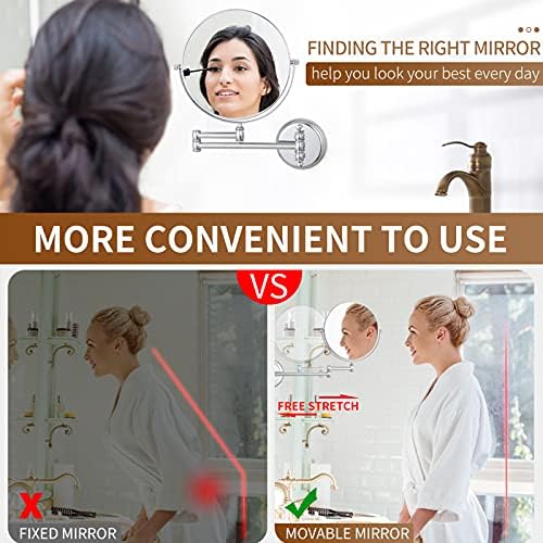 8 Double-Sided Magnifying Mirror with 360 Swivel Wall Mounted