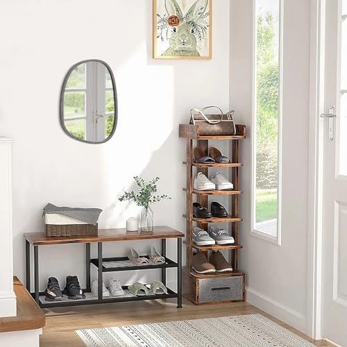 Lzuso Asymmetrical Oval Wood Frame Mirror