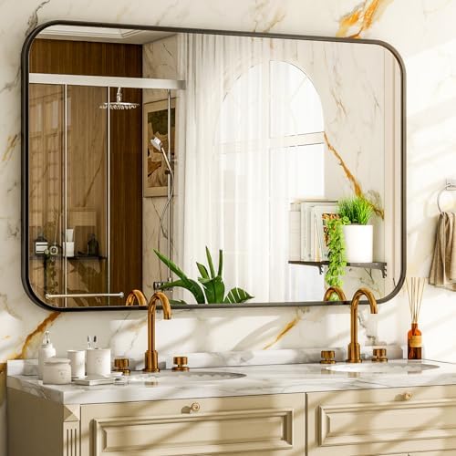 Easly 30 x 40 Inch Black Frame Bathroom Mirror