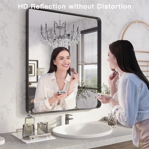 ISKM Black Framed Mirror 20x16 Wall Decor