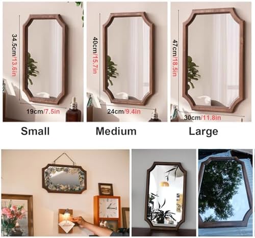 NOIRDA Vintage Wood Bathroom Mirror - 136x75in