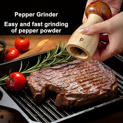 AUDAMI Wooden Salt Pepper Grinder Set 2 Pack