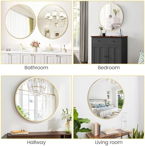Modern 30 Inch Round Mirror with Durable Metal Frame