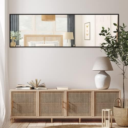 NicBex Full Length Mirror 55x16 Inch Black Aluminum Frame