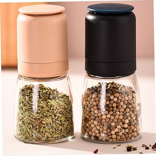 COLLBATH 150ml Glass Pepper Salt Set with Manual Grinder and Storage Bottle