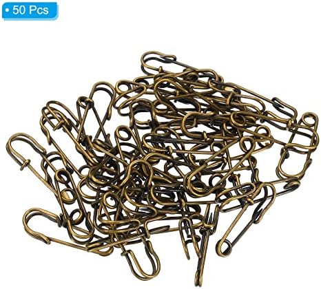 MECCANIXITY Large 106 Inch Safety Pins 50Pcs Metal Bronze Tone