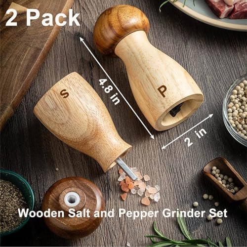 AUDAMI Wooden Salt Pepper Grinder Set 2 Pack