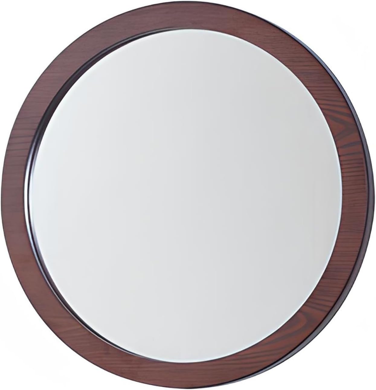 Wooden Framed HD Mirror - 30cm Round Wall Decor for Living Room