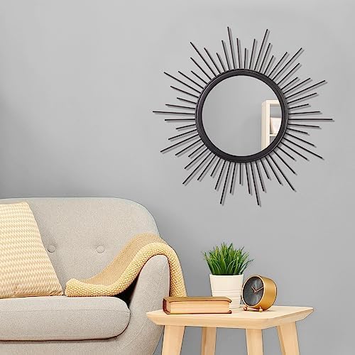 Boho Round Wall Mirror with Metal Frame 20 Black
