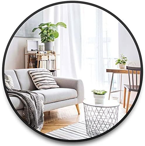 Itrue 30 Inch Round Black Bathroom Mirror with Metal Frame