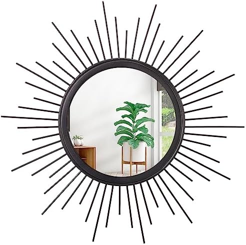 Boho Round Wall Mirror with Metal Frame 20 Black